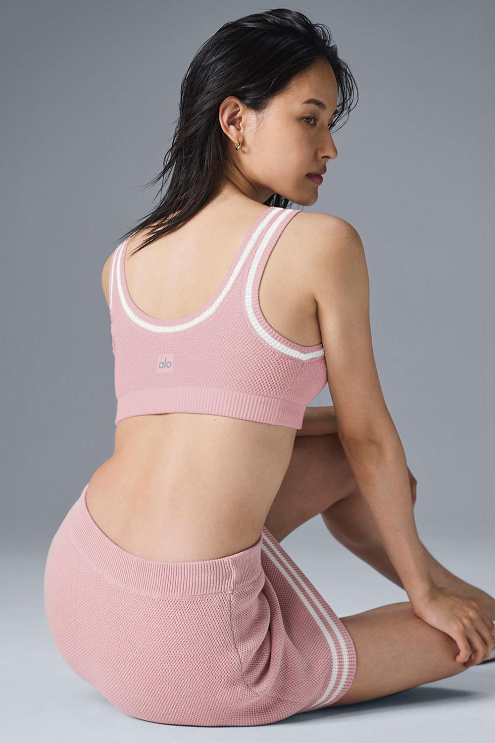 Sujetador Deportivo Alo Yoga Tennis Club Sweater Knit Mujer Rosas Blancas | Colombia  AHOG-46520