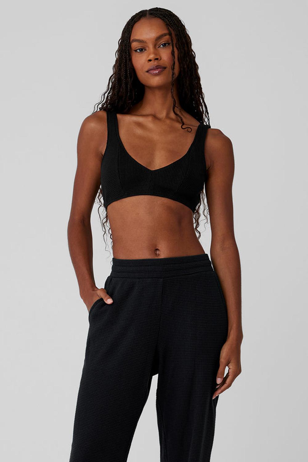 Sujetador Deportivo Alo Yoga Waffle Weekend Escape Mujer Negras | Colombia  ZWME-50218