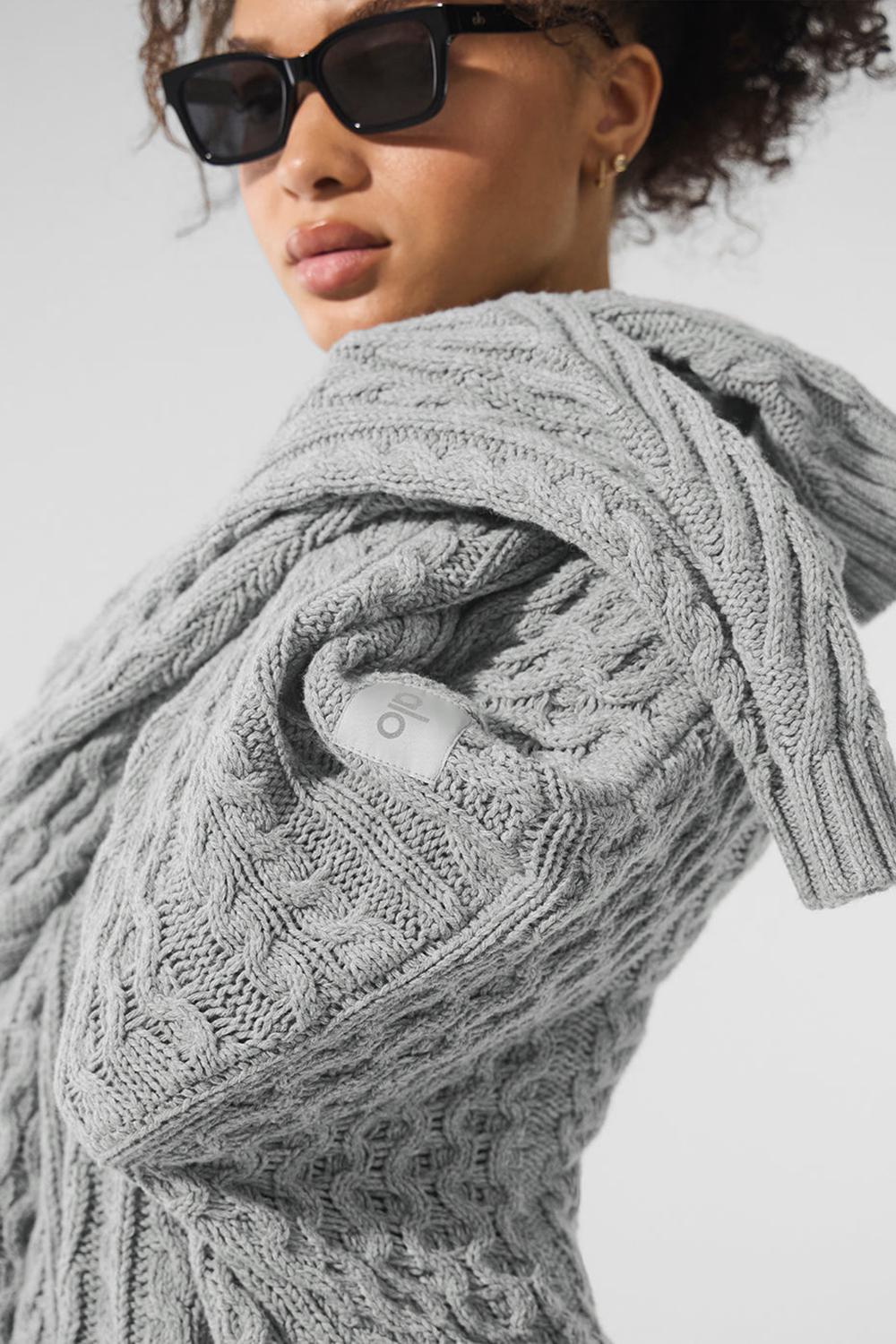 Suéteres Alo Yoga Cable Knit Crew Neck Mujer Gris | Colombia  JMHD-17340