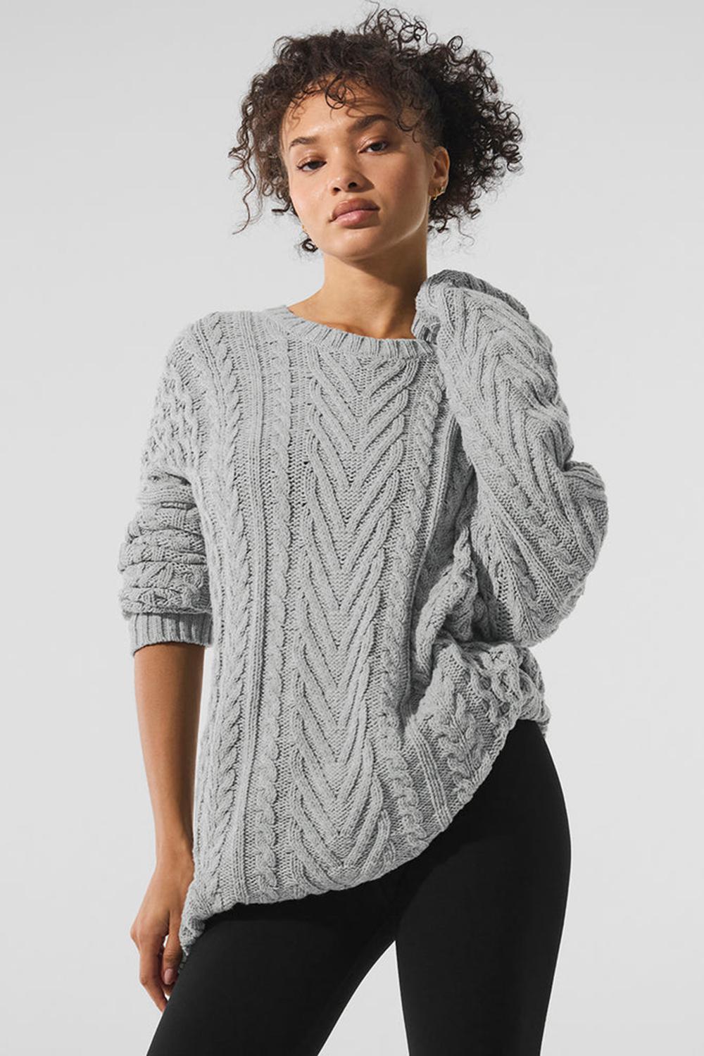 Suéteres Alo Yoga Cable Knit Crew Neck Mujer Gris | Colombia  JMHD-17340