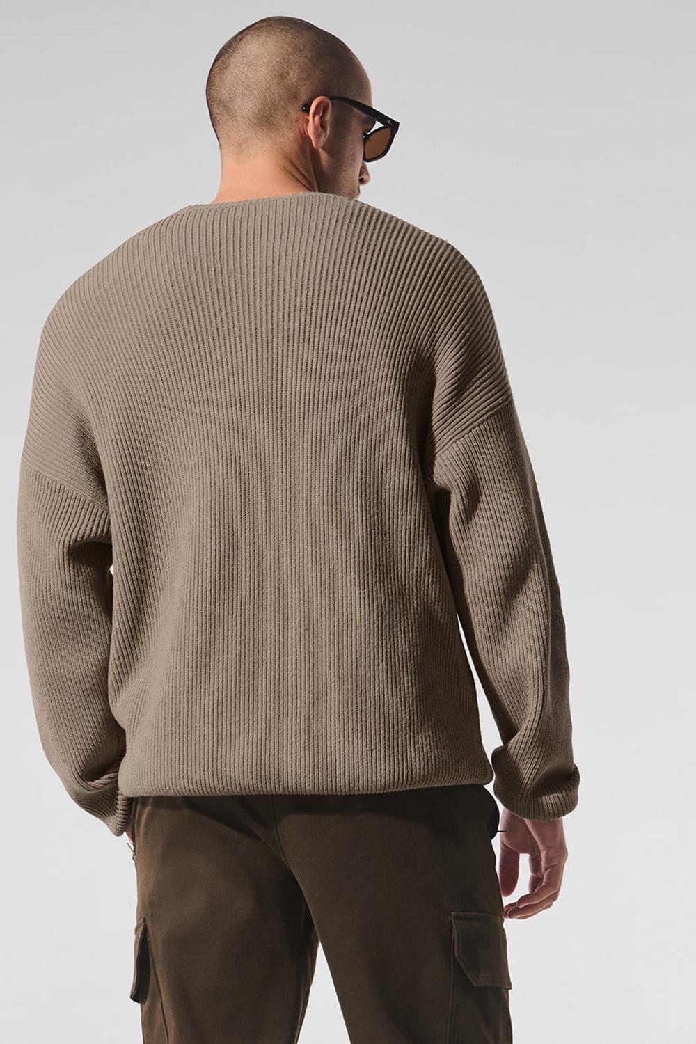 Suéteres Alo Yoga Domain Rib Knit Crew Hombre Gravel | Colombia  OEIQ-70546
