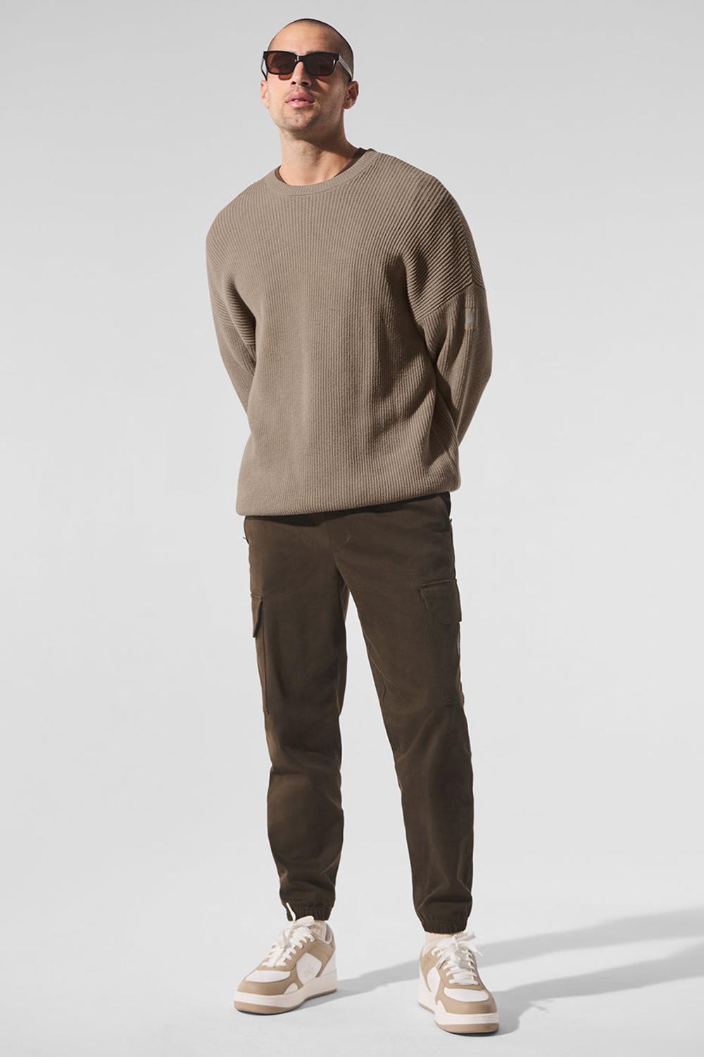 Suéteres Alo Yoga Domain Rib Knit Crew Hombre Gravel | Colombia  OEIQ-70546