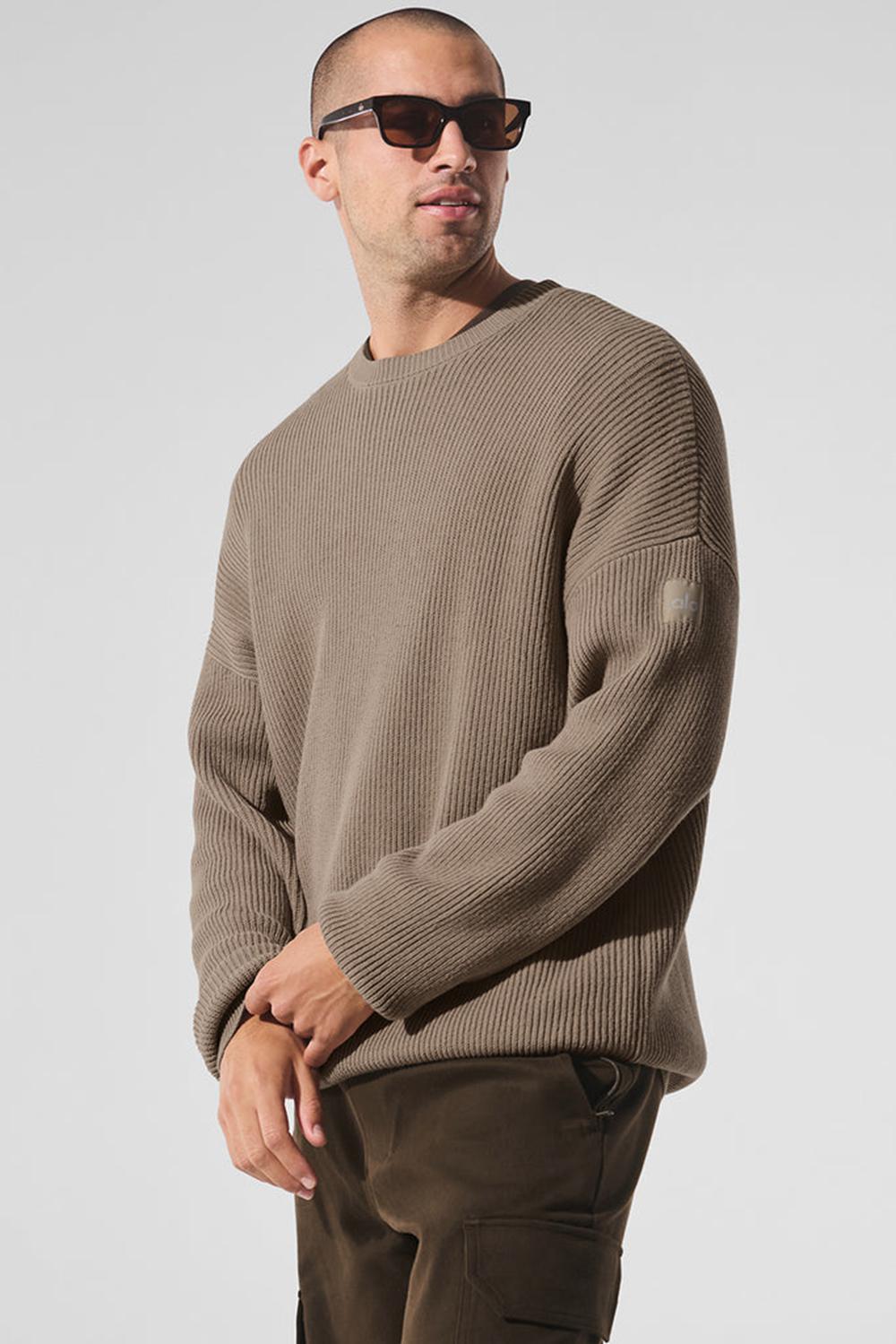 Suéteres Alo Yoga Domain Rib Knit Crew Hombre Gravel | Colombia  OEIQ-70546