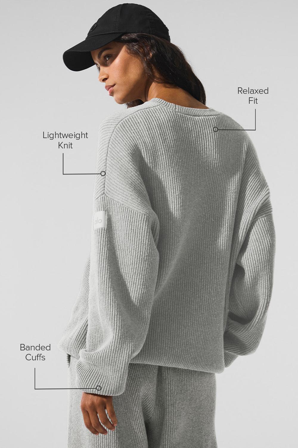 Suéteres Alo Yoga Domain Rib Knit Crew Mujer Gris | Colombia  FTPX-43792