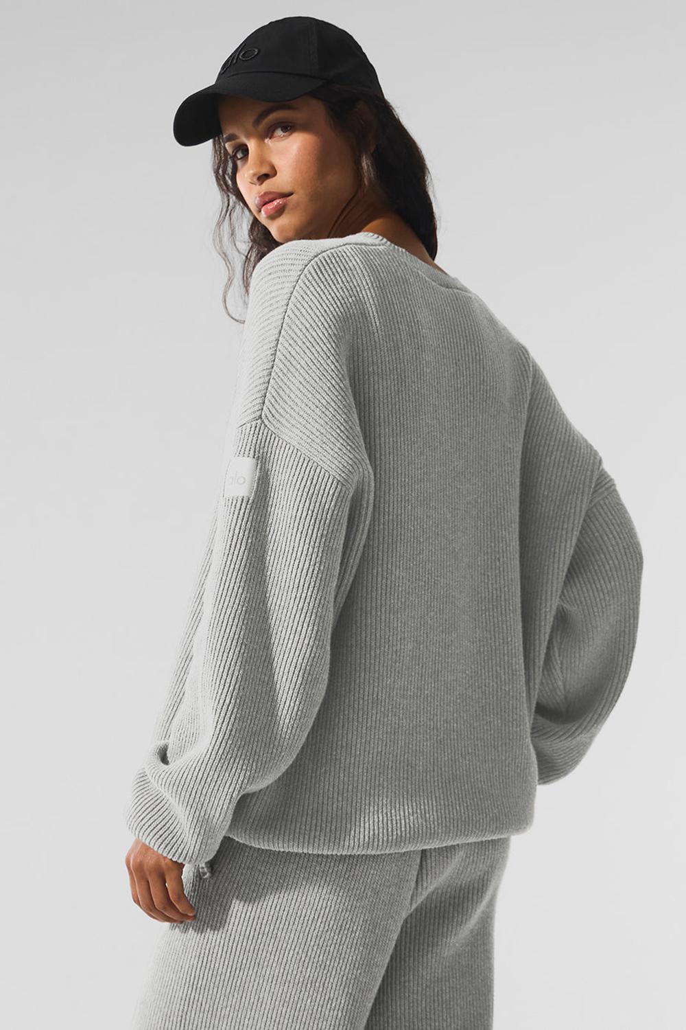 Suéteres Alo Yoga Domain Rib Knit Crew Mujer Gris | Colombia  FTPX-43792