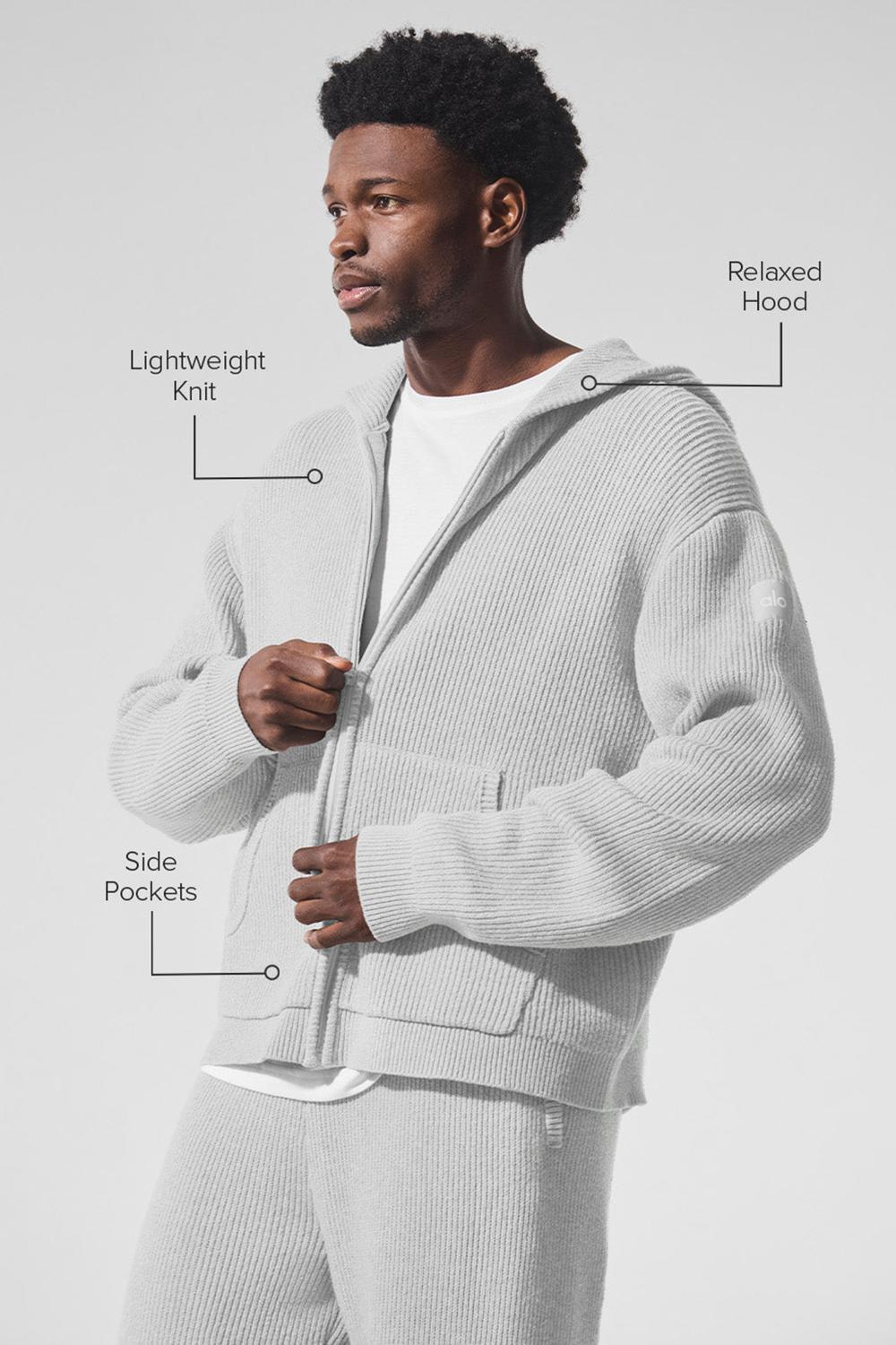 Suéteres Alo Yoga Domain Rib Knit Full Zip Hombre Gris | Colombia  JWIE-85701