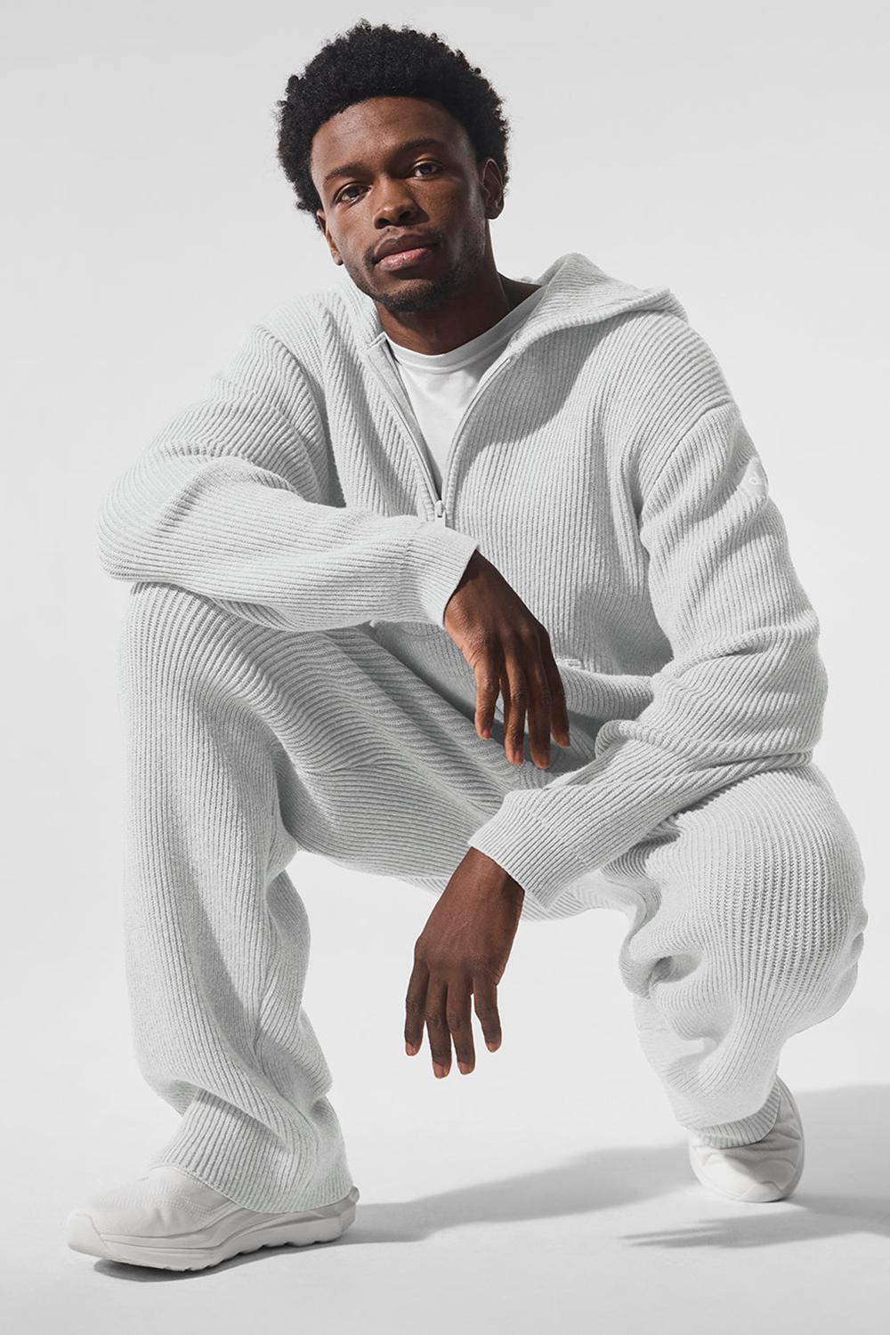 Suéteres Alo Yoga Domain Rib Knit Full Zip Hombre Gris | Colombia  JWIE-85701