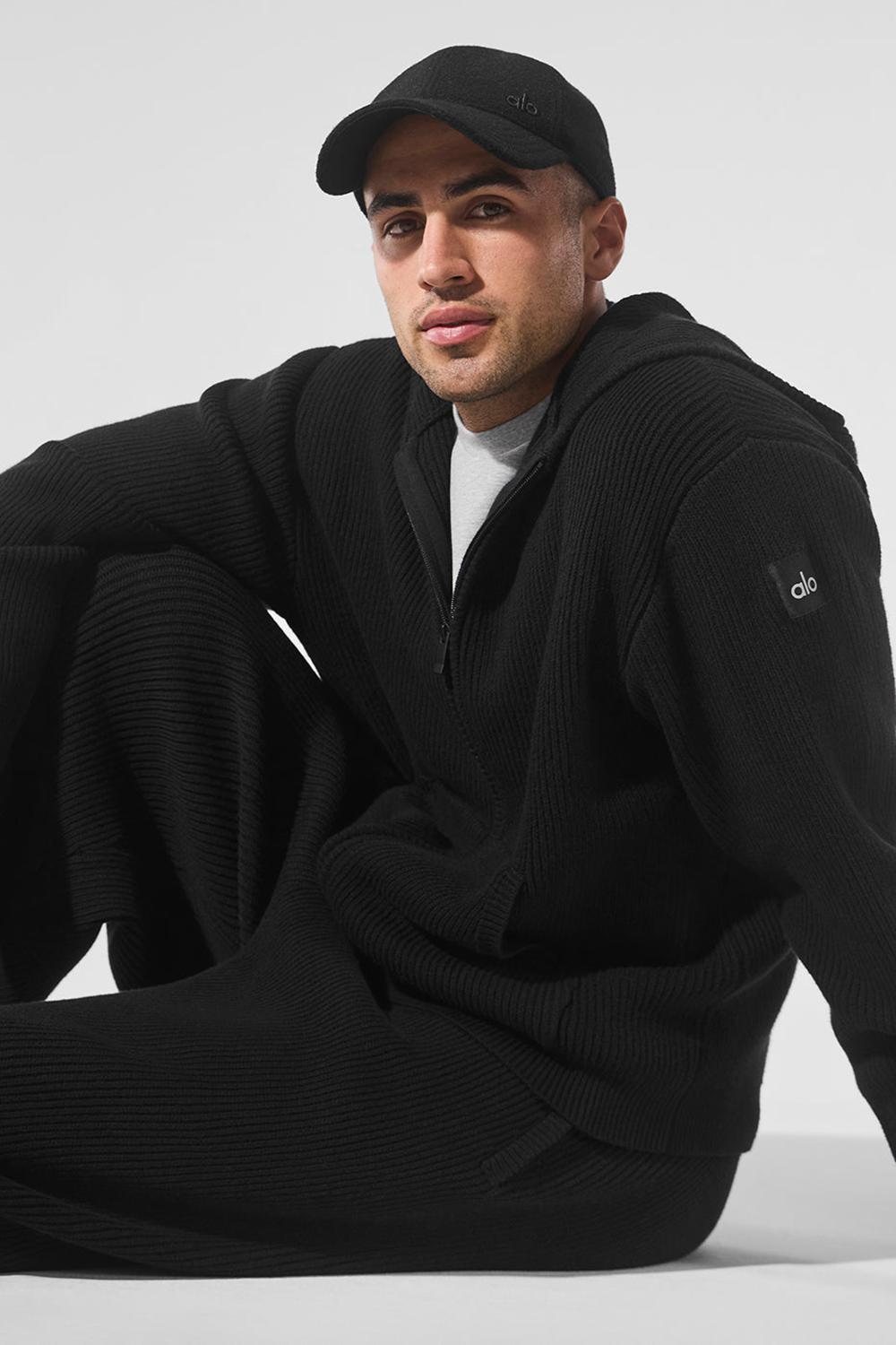Suéteres Alo Yoga Domain Rib Knit Full Zip Hombre Negras | Colombia  MLZS-43561
