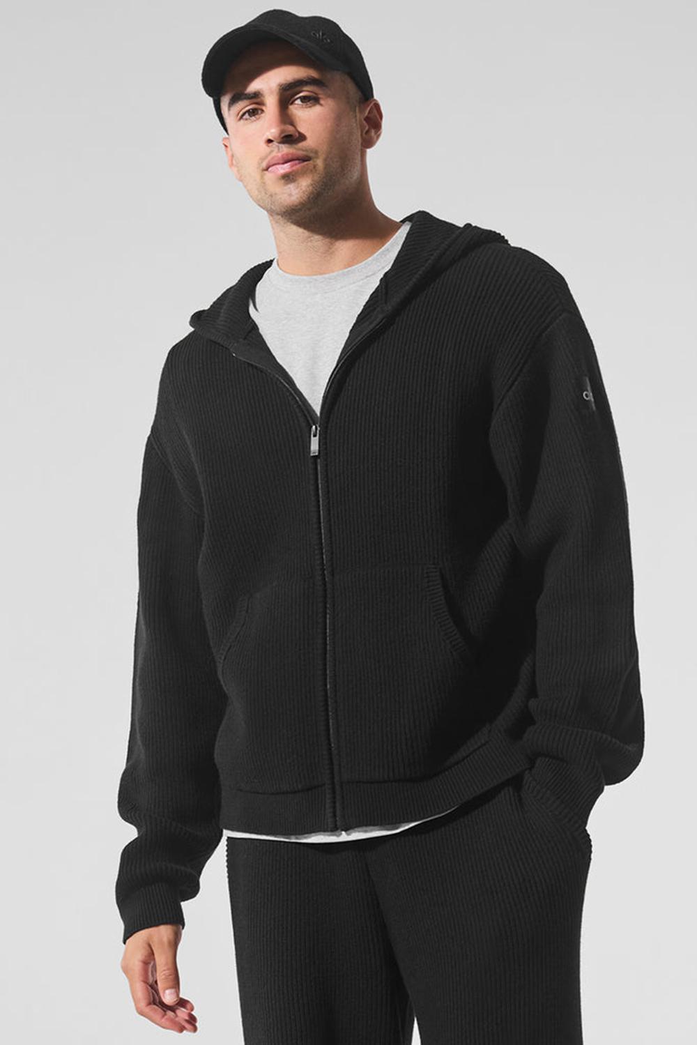 Suéteres Alo Yoga Domain Rib Knit Full Zip Hombre Negras | Colombia  MLZS-43561