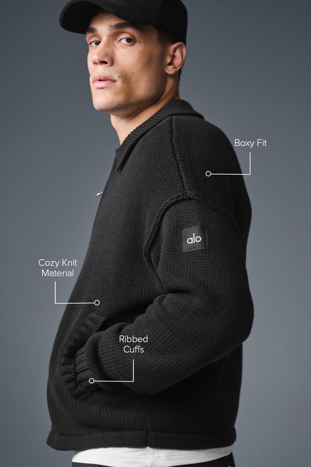 Suéteres Alo Yoga Heritage Full Zip Hombre Negras | Colombia  AEJQ-92065