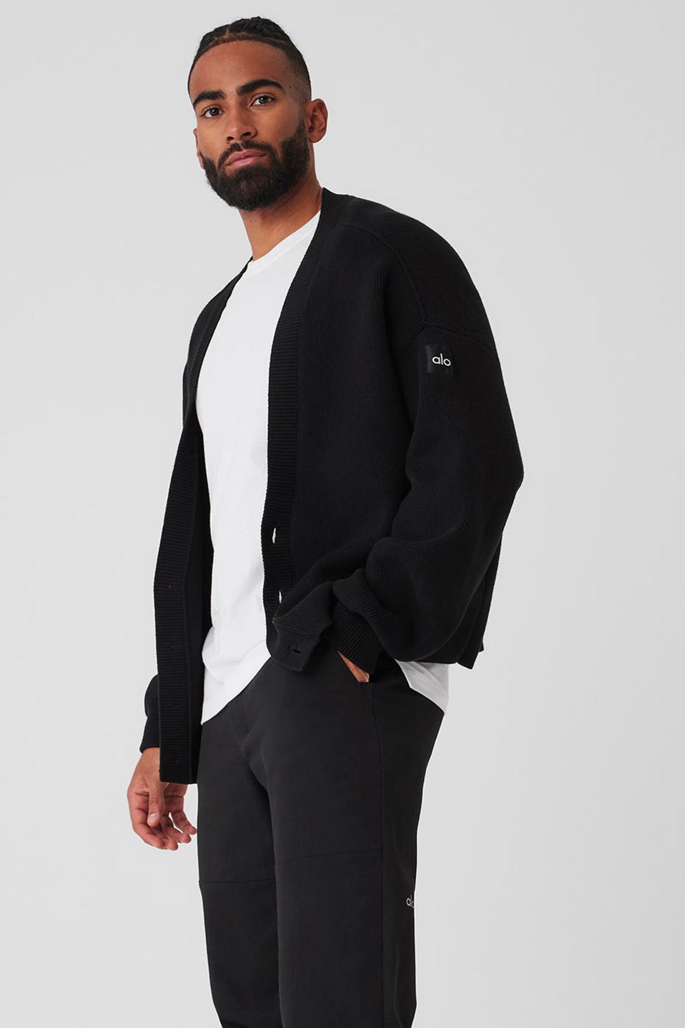 Suéteres Alo Yoga Scholar Cardigan Hombre Negras | Colombia  KDXY-24381