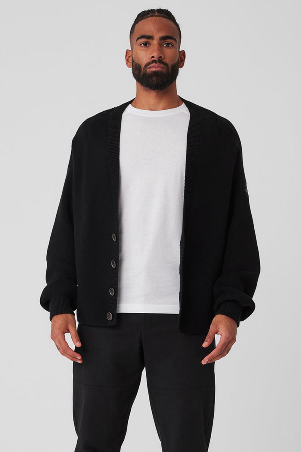 Suéteres Alo Yoga Scholar Cardigan Hombre Negras | Colombia  KDXY-24381