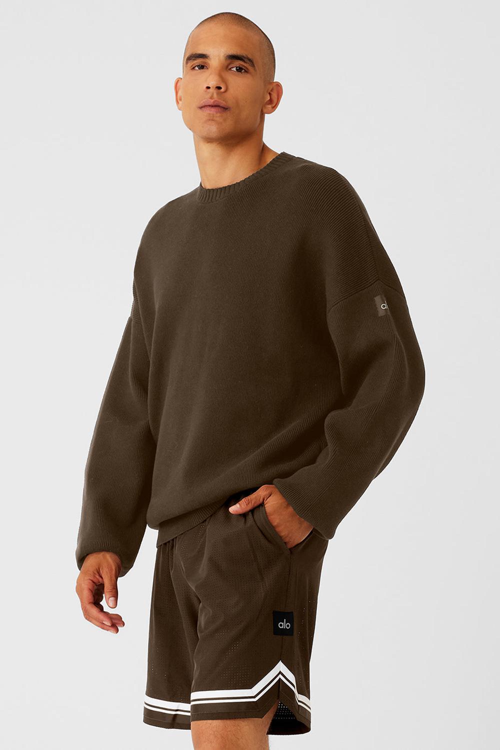 Suéteres Alo Yoga Scholar Crew Neck Hombre Espresso | Colombia  PWGO-29615