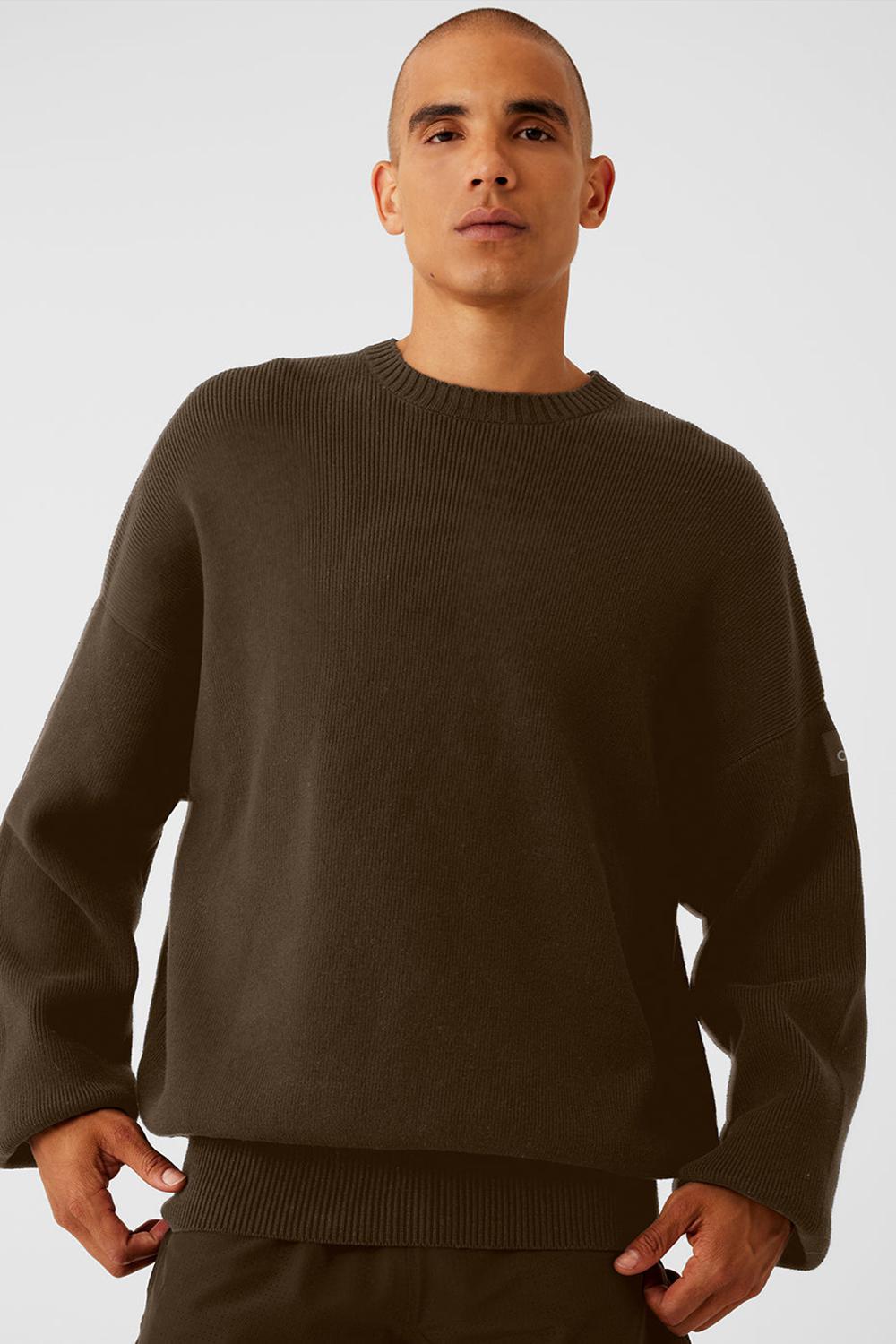 Suéteres Alo Yoga Scholar Crew Neck Hombre Espresso | Colombia  PWGO-29615