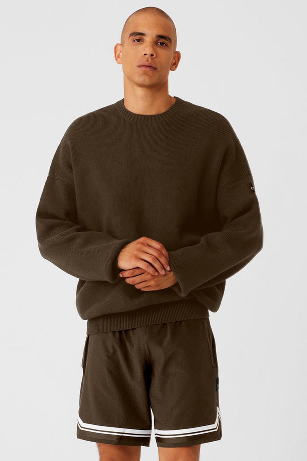 Suéteres Alo Yoga Scholar Crew Neck Hombre Espresso | Colombia  PWGO-29615