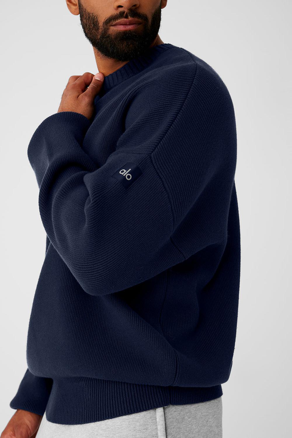 Suéteres Alo Yoga Scholar Crew Neck Hombre Azul Marino | Colombia  QRLU-12593
