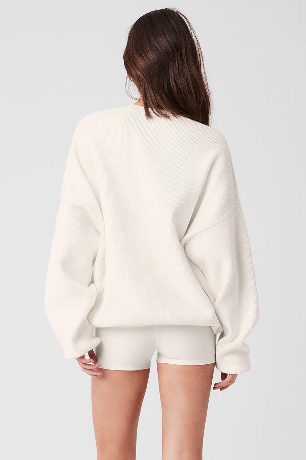 Suéteres Alo Yoga Scholar Crew Neck Mujer Ivory | Colombia  CMGF-62814