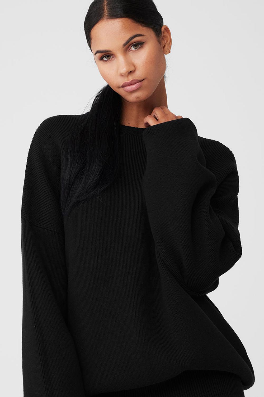 Suéteres Alo Yoga Scholar Crew Neck Mujer Negras | Colombia  ORIQ-13268
