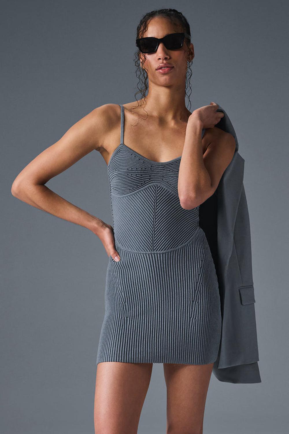 Vestido Alo Yoga Denim Knit Mini Mujer Gris | Colombia  OYCH-13804