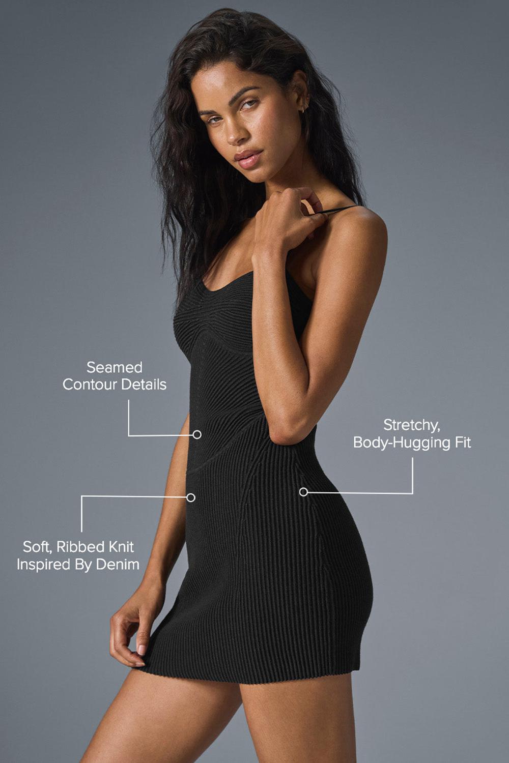 Vestido Alo Yoga Denim Knit Mini Mujer Negras | Colombia  CRKL-69014
