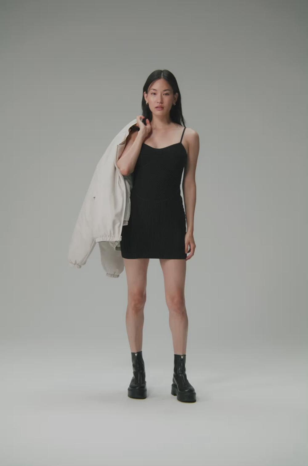 Vestido Alo Yoga Denim Knit Mini Mujer Negras | Colombia  CRKL-69014