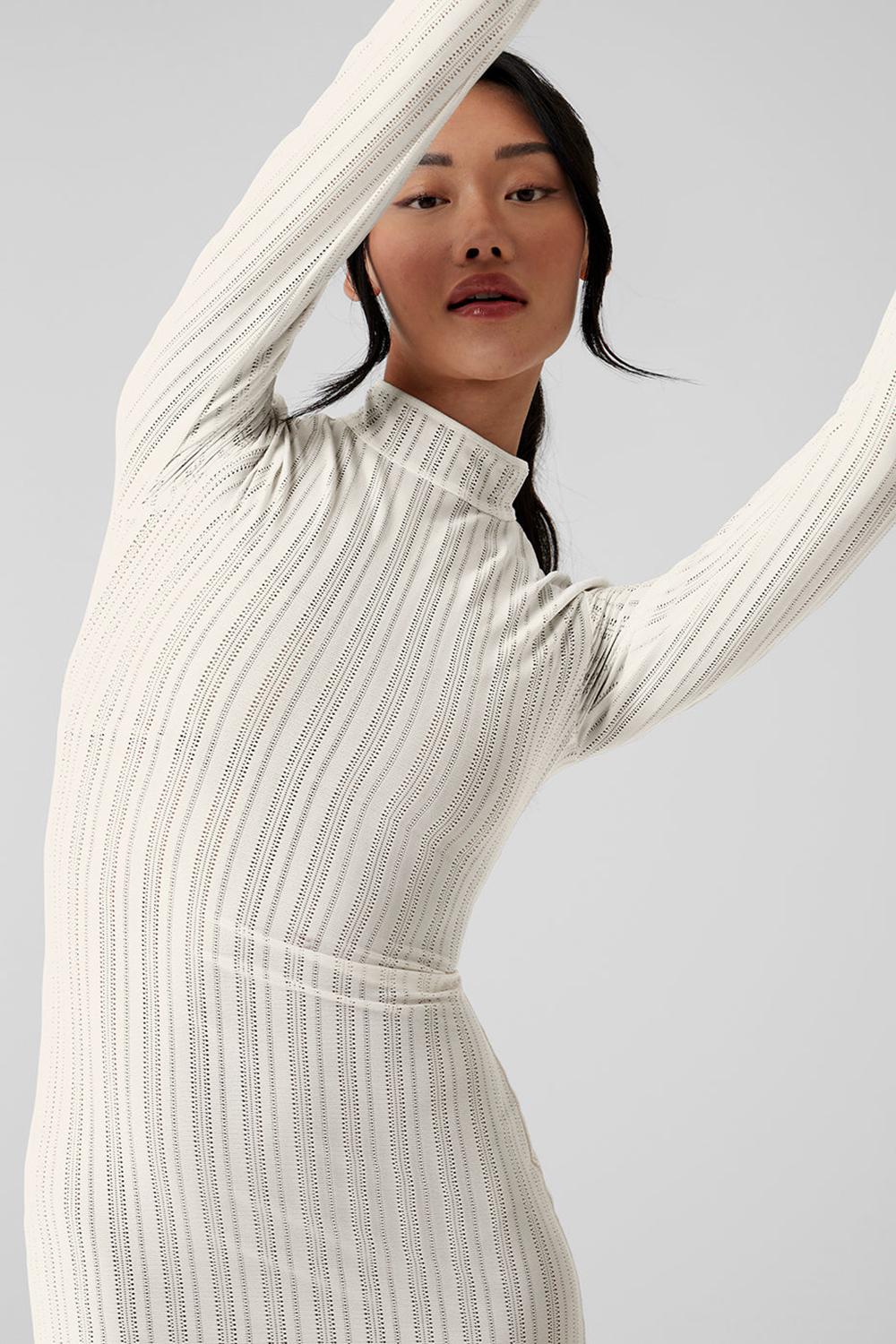 Vestido Alo Yoga Euphoria Long Sleeve Mujer Ivory | Colombia  NXRP-36854