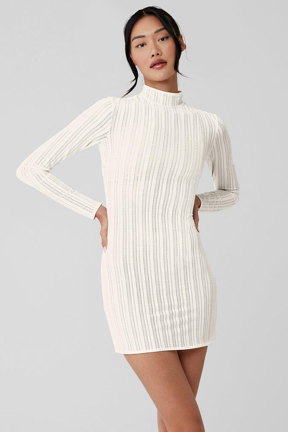 Vestido Alo Yoga Euphoria Long Sleeve Mujer Ivory | Colombia  NXRP-36854