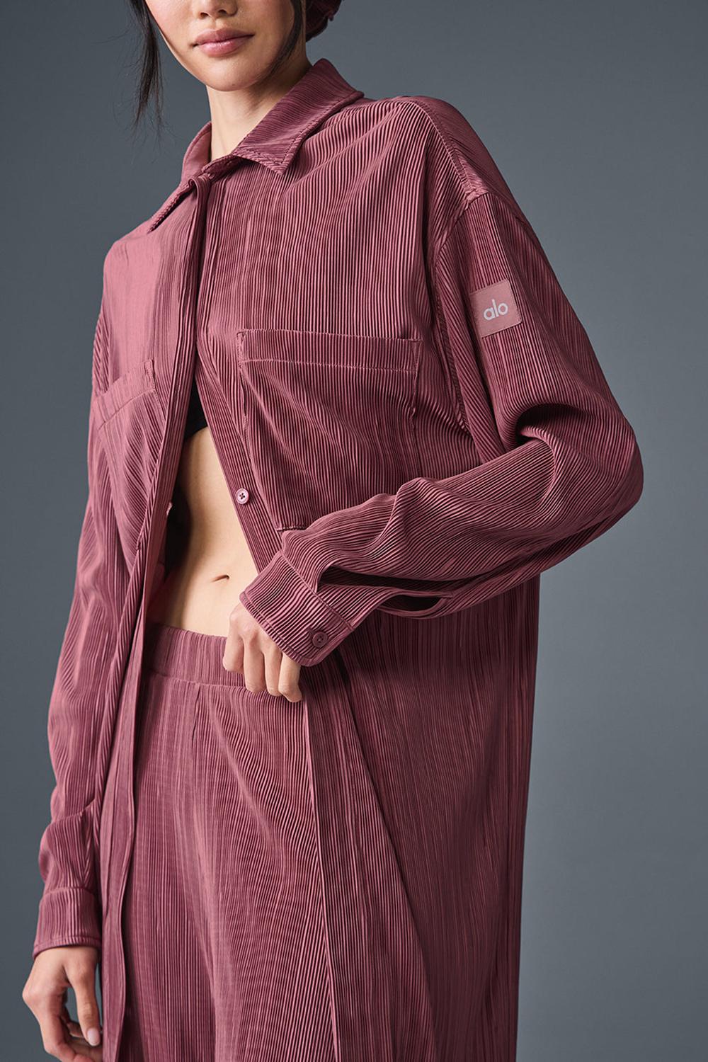 Vestido Alo Yoga Micro Plisse Shirt Mujer Burdeos | Colombia  NKFH-71392